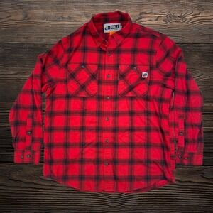40 Grit Duluth Trading Mens Large Red Black Plaid Flannel Shirt Standard Fit